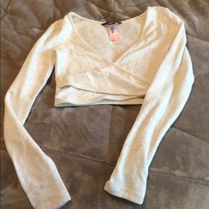 Crop wrap light Gray top NEVER WORN!!!